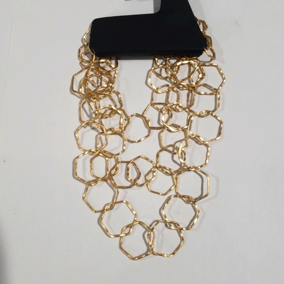 Layered Gold tone Dainty Hoop Design Necklace - Women's Fashion Jewelry - Picture 5 of 6